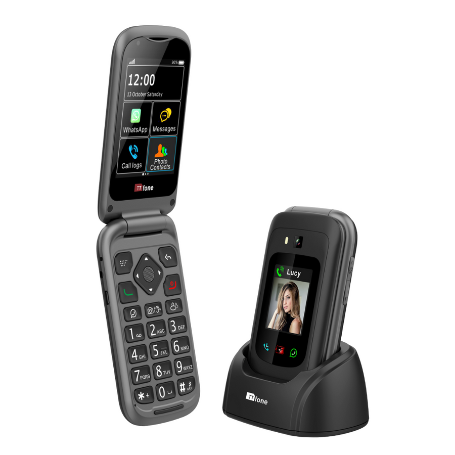 TTfone TT970 Whatsapp 4G Touchscreen Senior Big Button Flip Mobile Phone - With 8MP Camera and Hearing Aid Compatible - Easy and Simple to Use