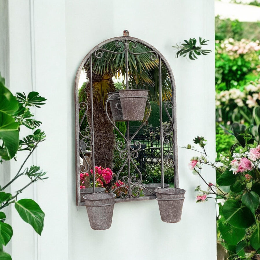 80cm Wall Mirror with Triple Planter