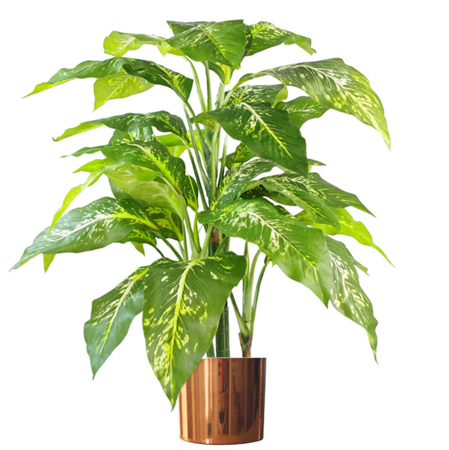 100cm Large Fox's Aglaonema Artificial Tree with Copper Metal Planter