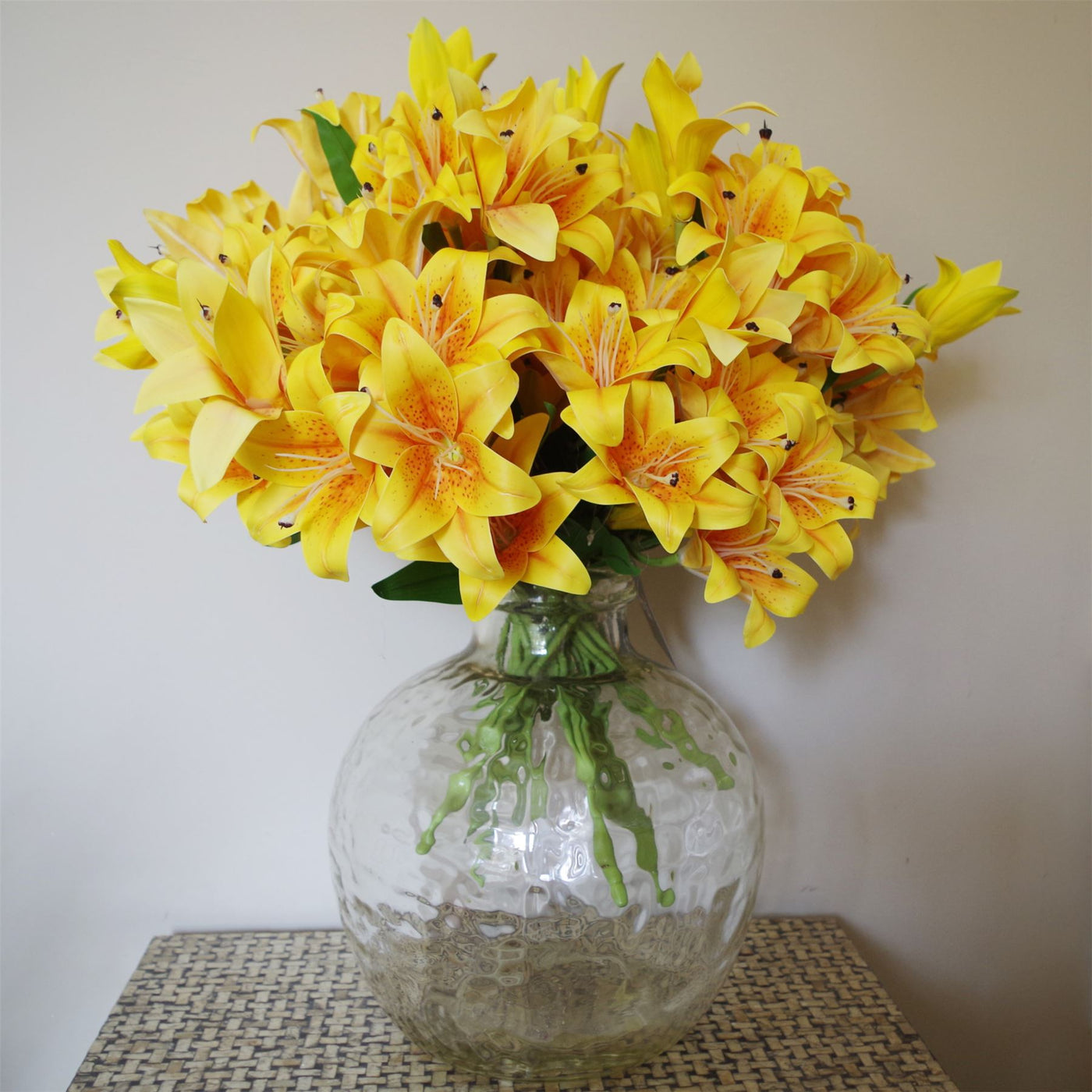12 x 60cm Artificial Lily Stem Yellow
