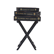 SET 3 BLACK WOODEN GARDEN TOFFEE TRAYS