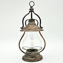 49cm Battery & Bulb Metal Garden Lantern