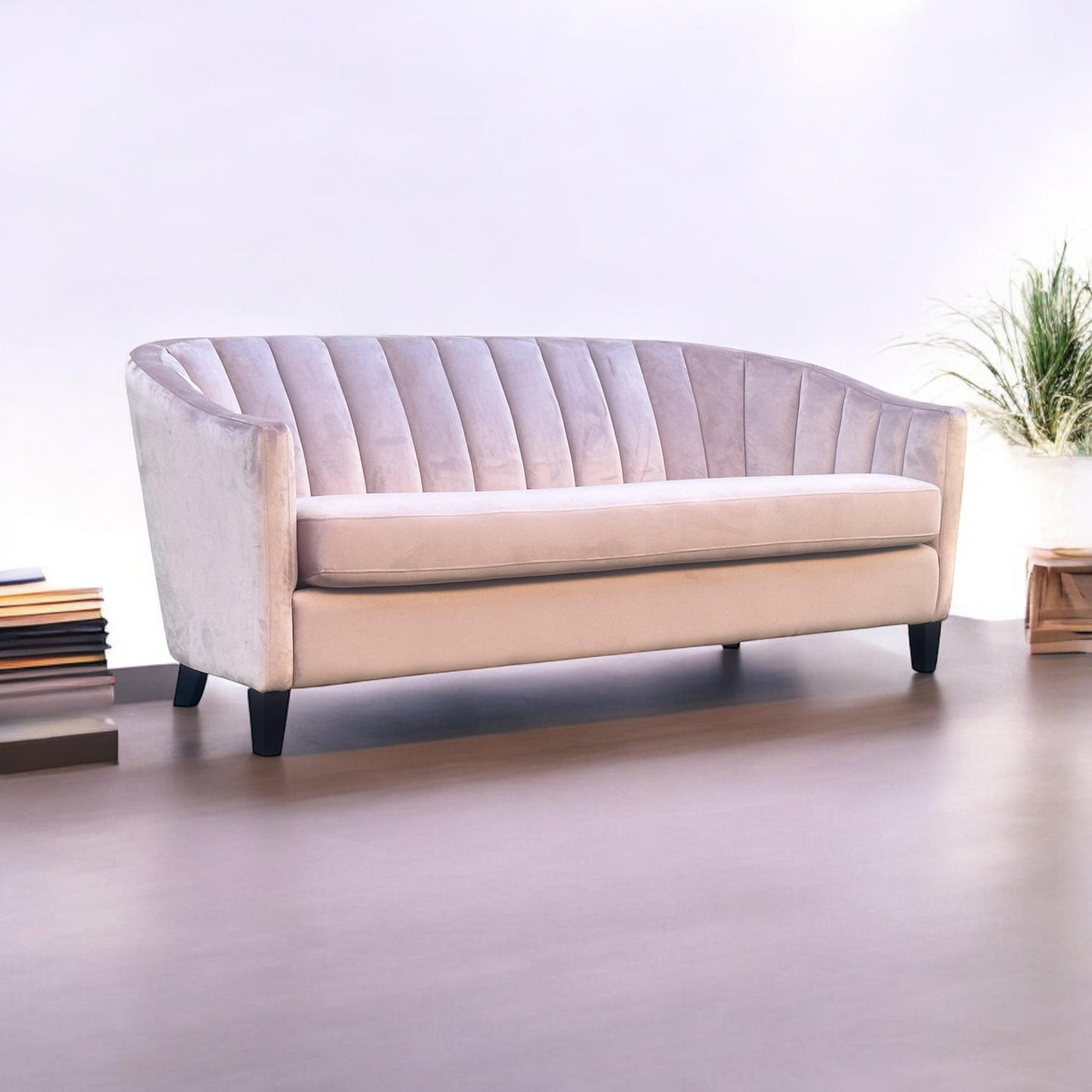 189CM 3 Seater Pink Velvet Sofa