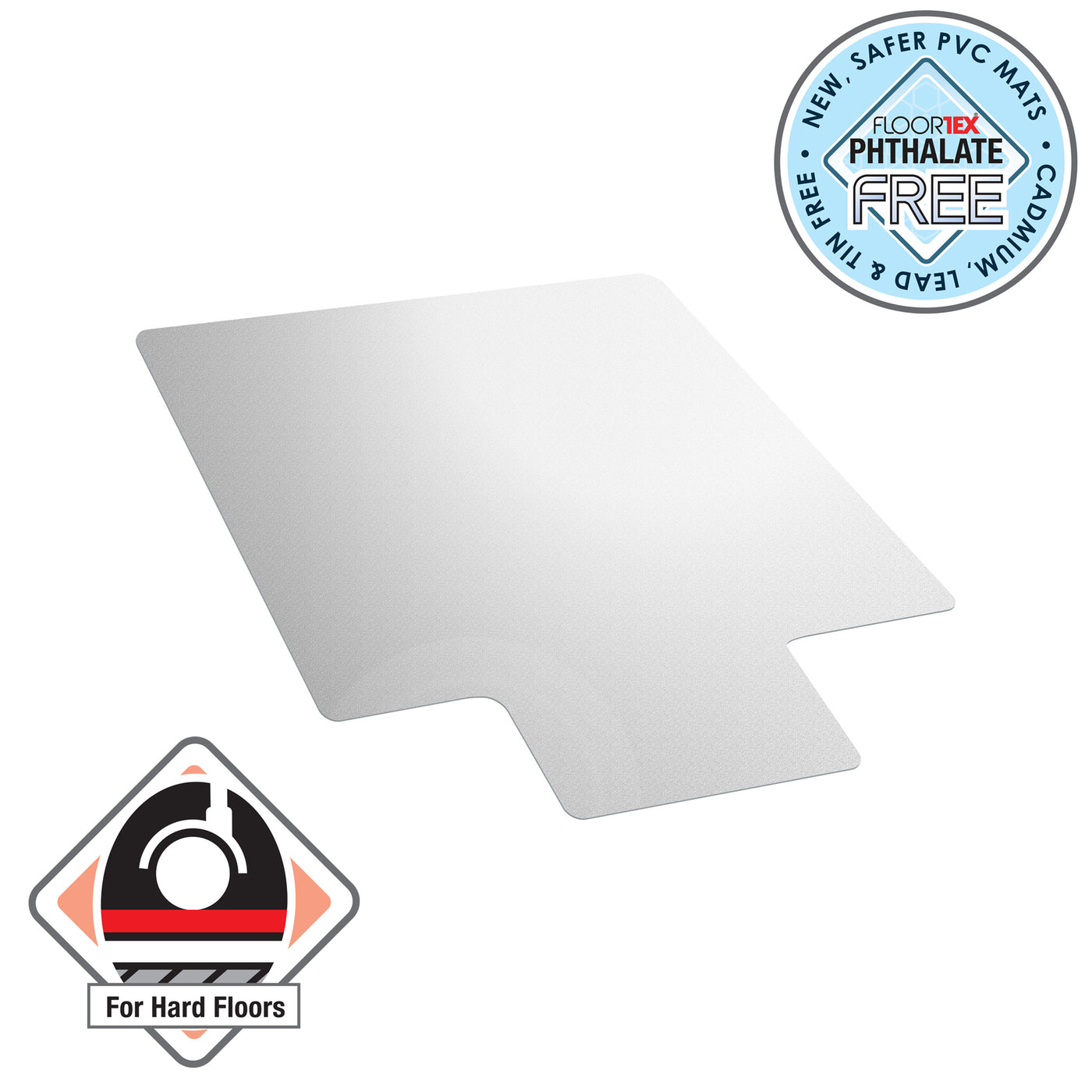 Advantagemat PVC Chair Mat for Hard Floors, Rectangular with Lip, 90 x 120cm