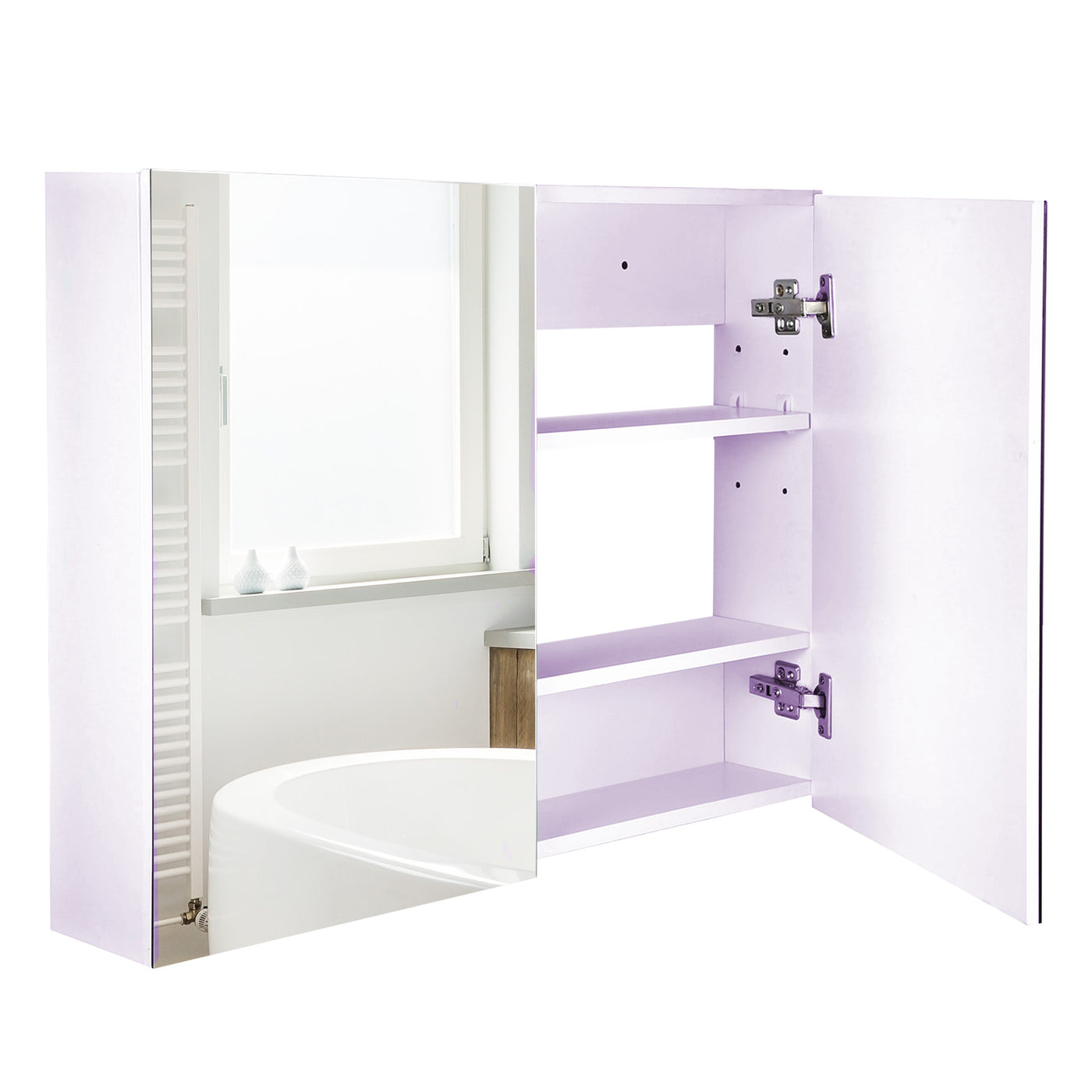 Mirror Cabinet Double Door Wall Mounted Storage Unit Bathroom