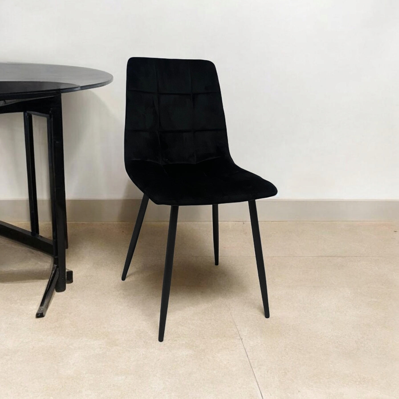 Black Fabric Chair with Black Metal Legs
