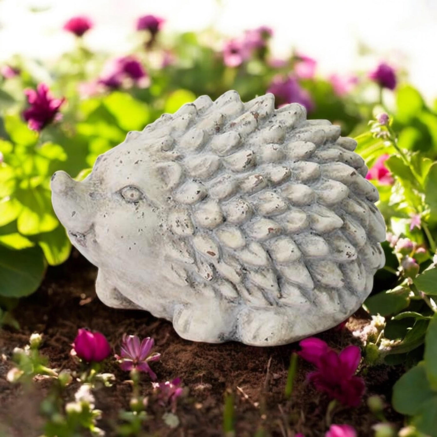 21cm Cream Cement Hedgehog Ornament