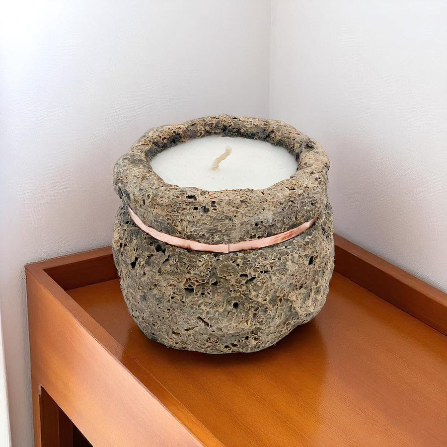 16cm Round Candle with Copper Finish