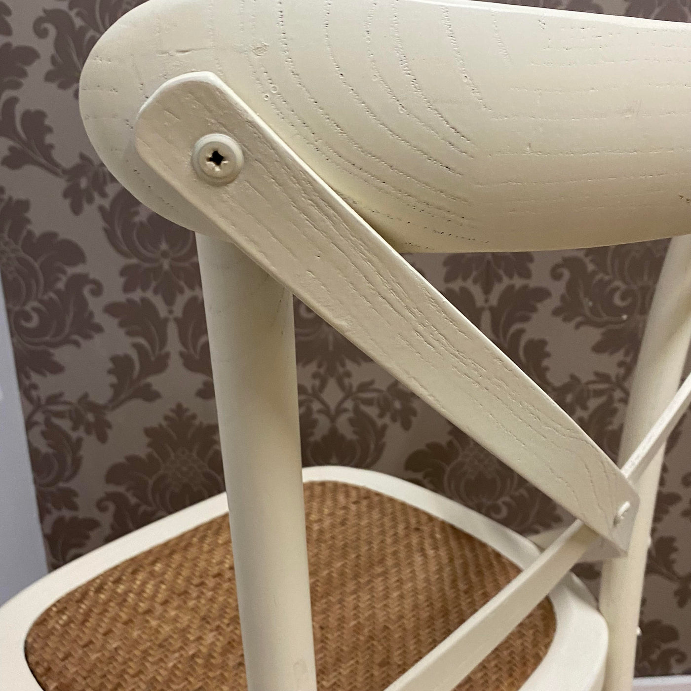 WHITE FRENCH CROSS BACK CHAIR L46 x W49 x H88 cm