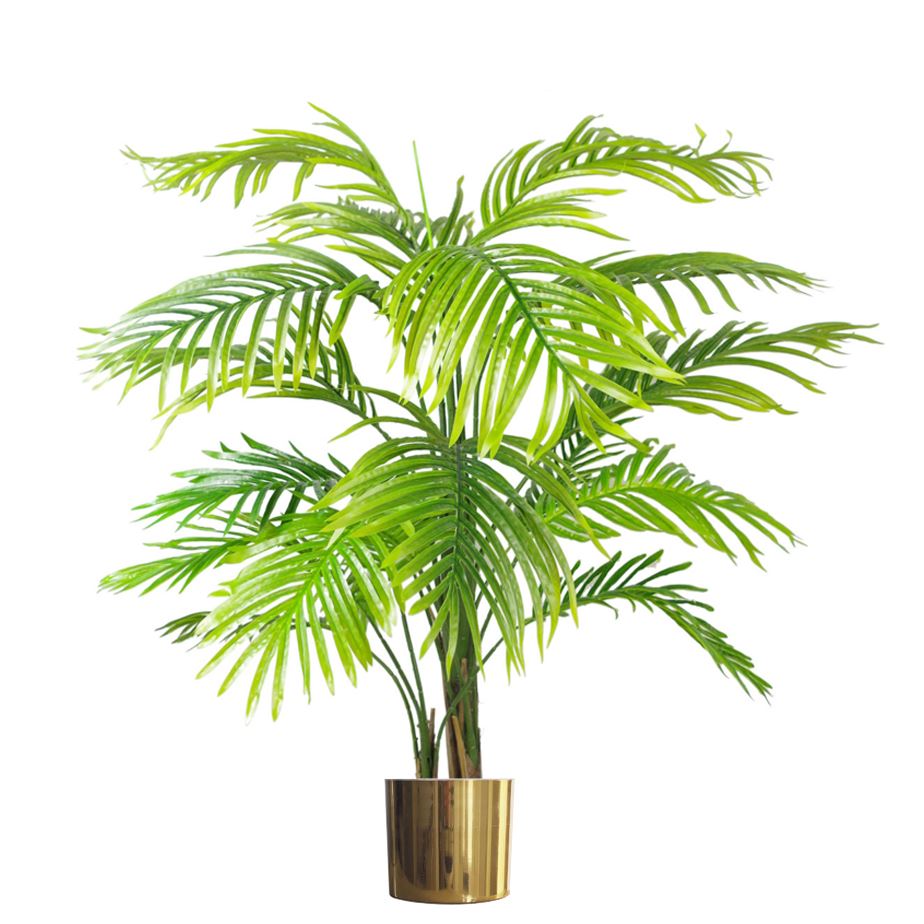 130cm Artificial Areca Palm Tree with Gold Metal Planter