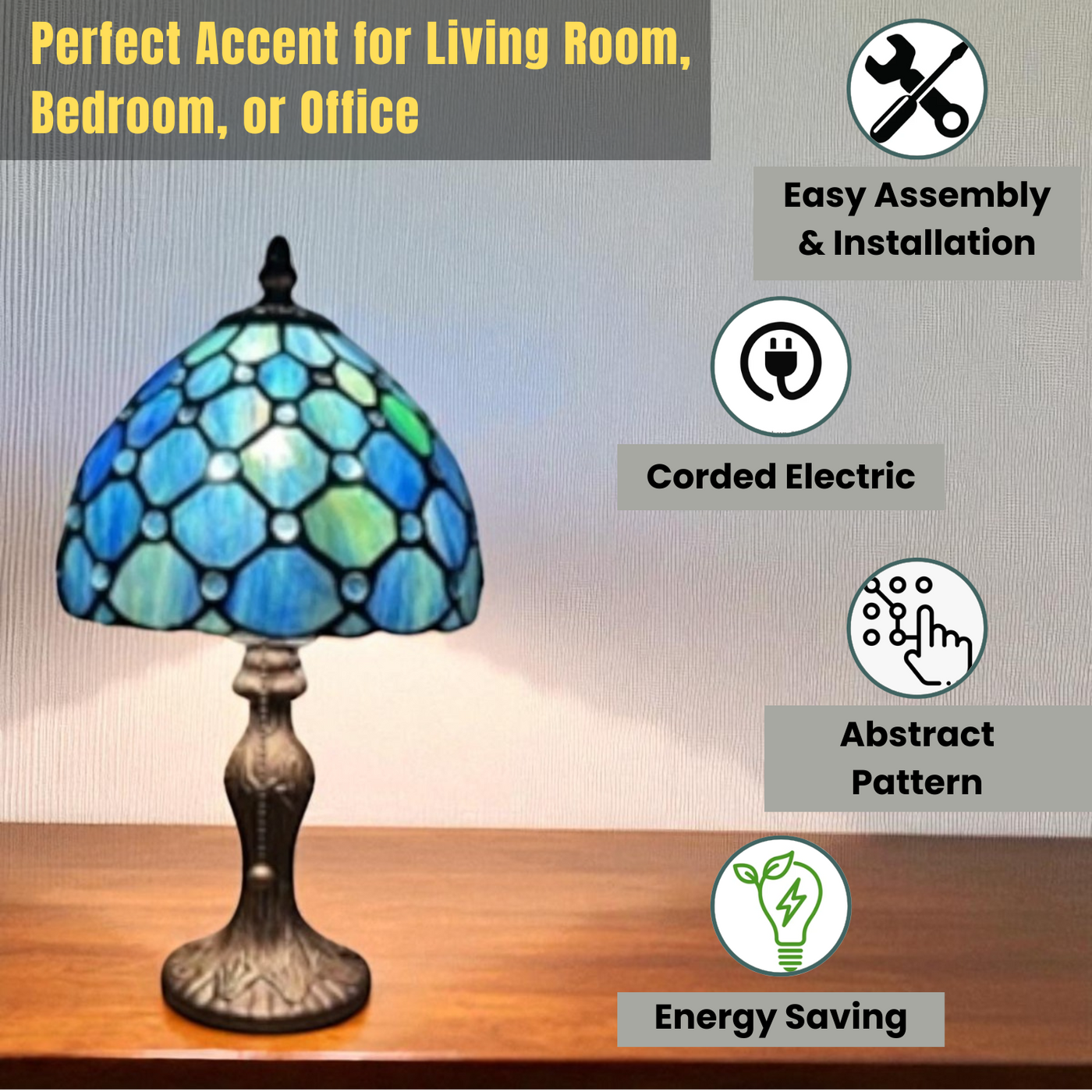 8" Blue Tiffany Lamp Shade