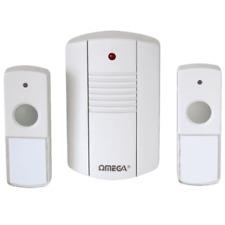 Omega Twin Bell Button Cordless Portable Door Chime Set Up to 75m Range 17630