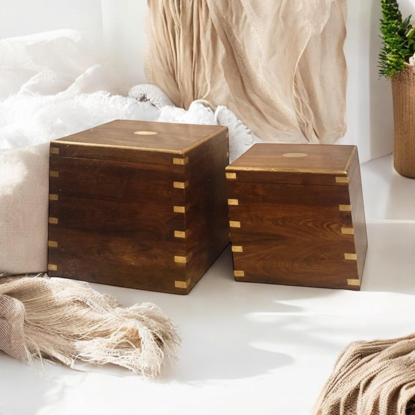 45CM Set of 2 Wooden Chests