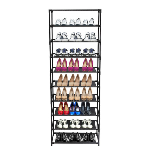 10 Tier Stackable Shoe Rack Storage Shelves with Stainless Steel Frame