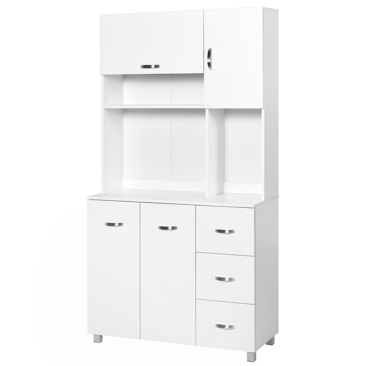 Freestanding Kitchen Storage Cabinet with Cupboard, Drawers, Handles and Shelf