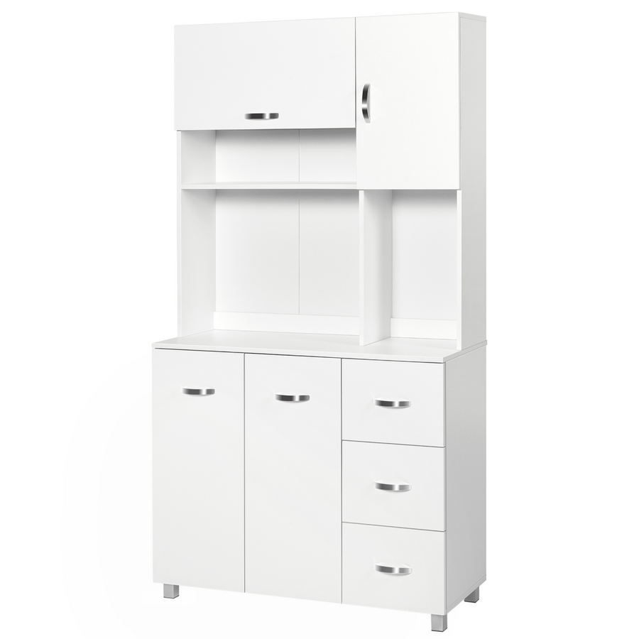Freestanding Kitchen Storage Cabinet with Cupboard, Drawers, Handles and Shelf