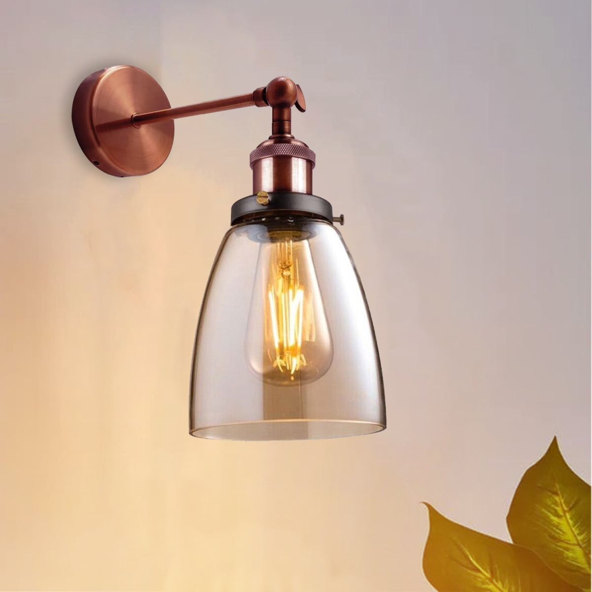 Adjustable Amber Glass Wall Light Fitting