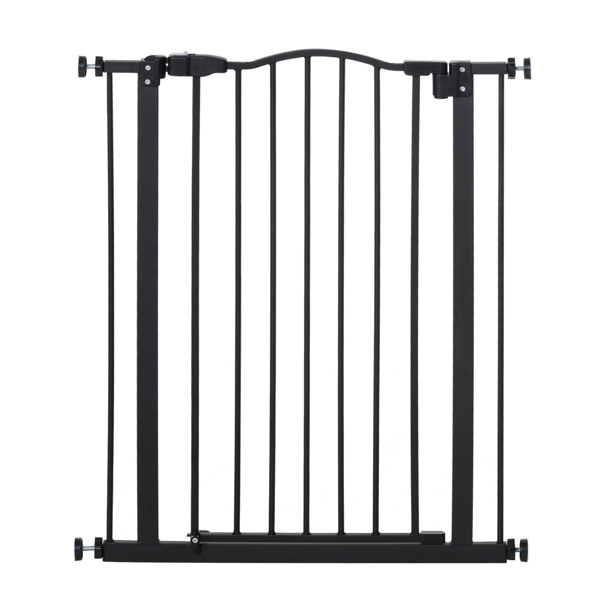74-80cm Adjustable Metal Pet Gate Safety Barrier with Auto-Close Door Black