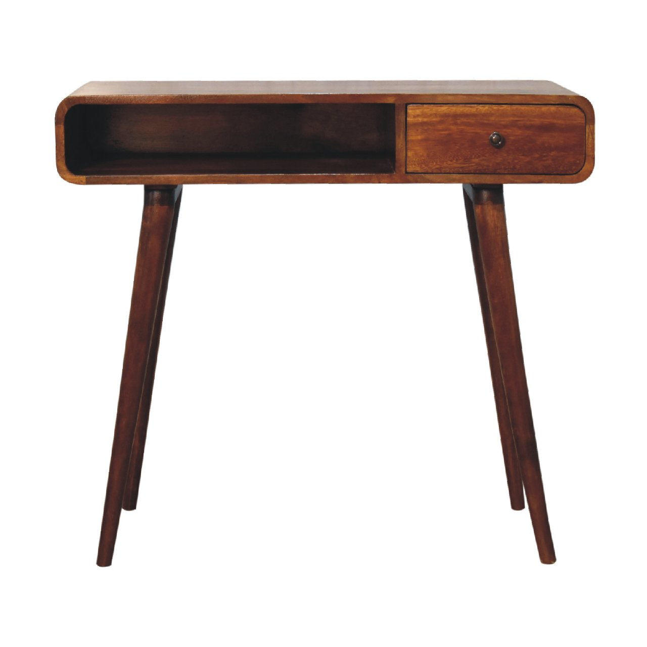 Artisan Furniture Solid Wood Curved Chestnut Writing Desk, Brown, 1 Drawer