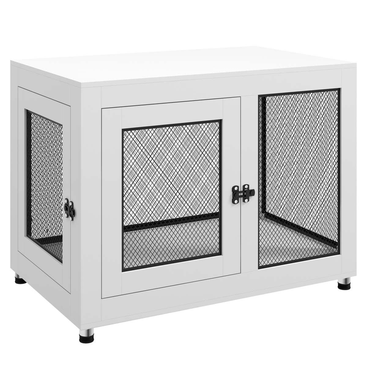 Dog Kennel Furniture End Table with Two Doors and Soft Cushion for Large and Medium Dogs