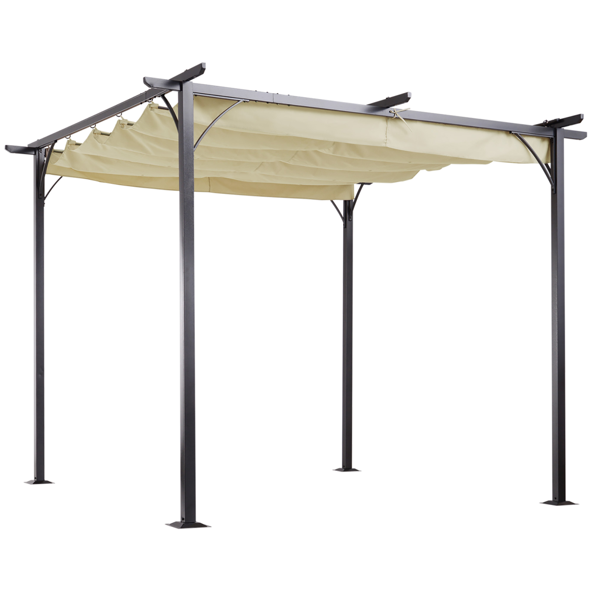 3x3m Outdoor Metal Pergola Gazebo with Retractable Canopy
