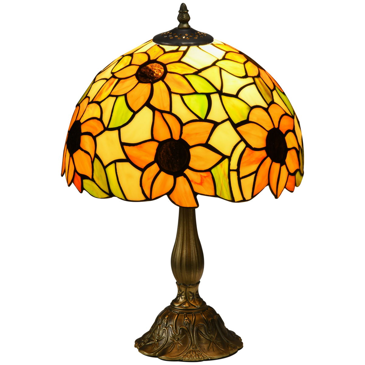HOMCOM Antique Table Lamp, Bedroom Bedside, E27 Bulb Not Included, Sunflower
