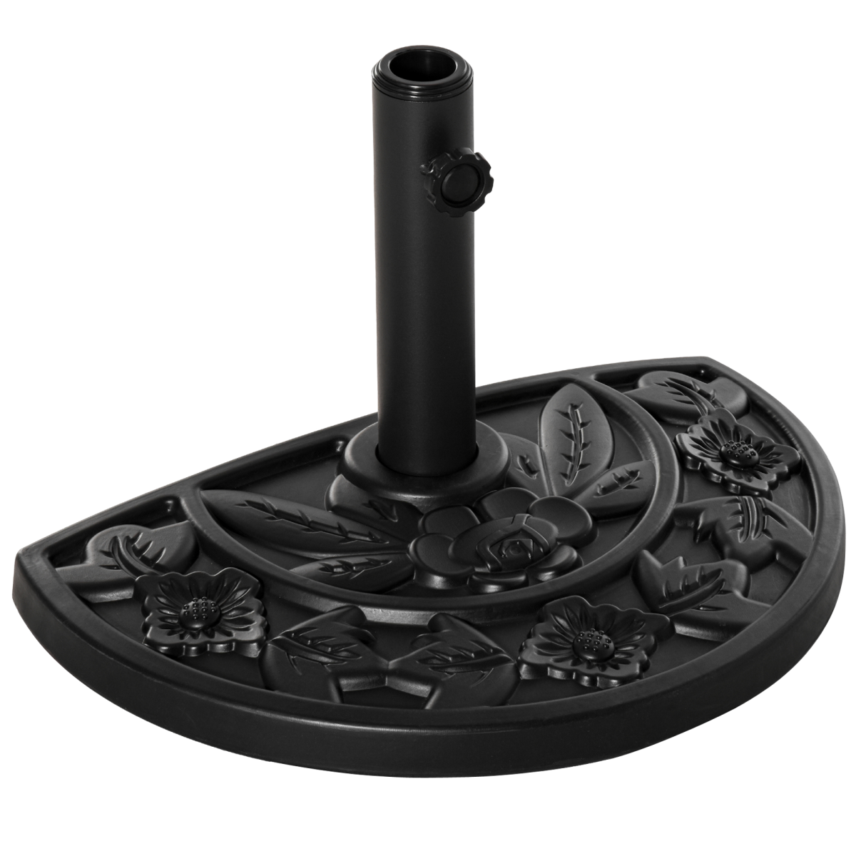 Outsunny Half Round Parasol Base Weighted Umbrella Holder Stand, Black