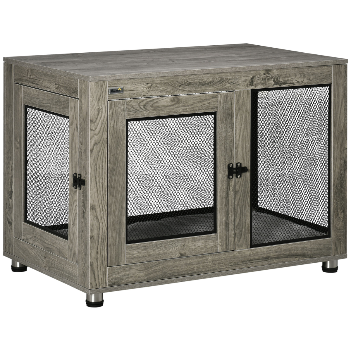 Dog Kennel Furniture End Table with Two Doors and Soft Cushion