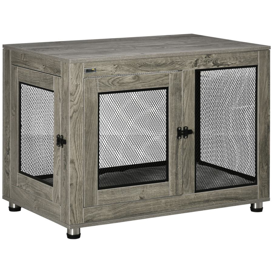 Dog Kennel End Table with Two Doors and Soft Cushion