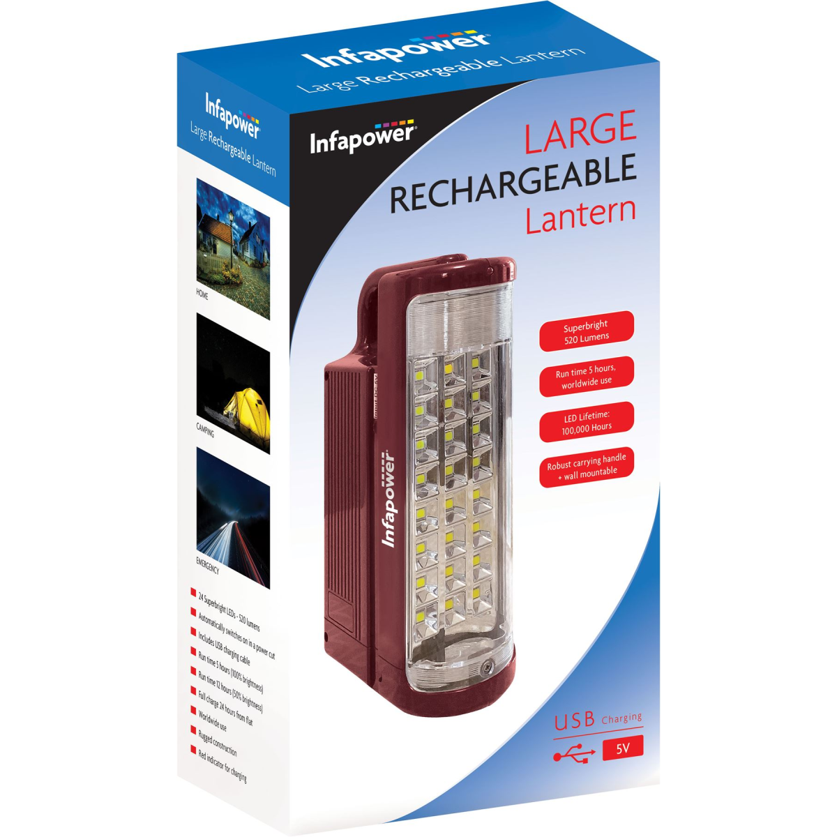 Infapower Compact Rechargeable Lantern Torch 520 Lumens