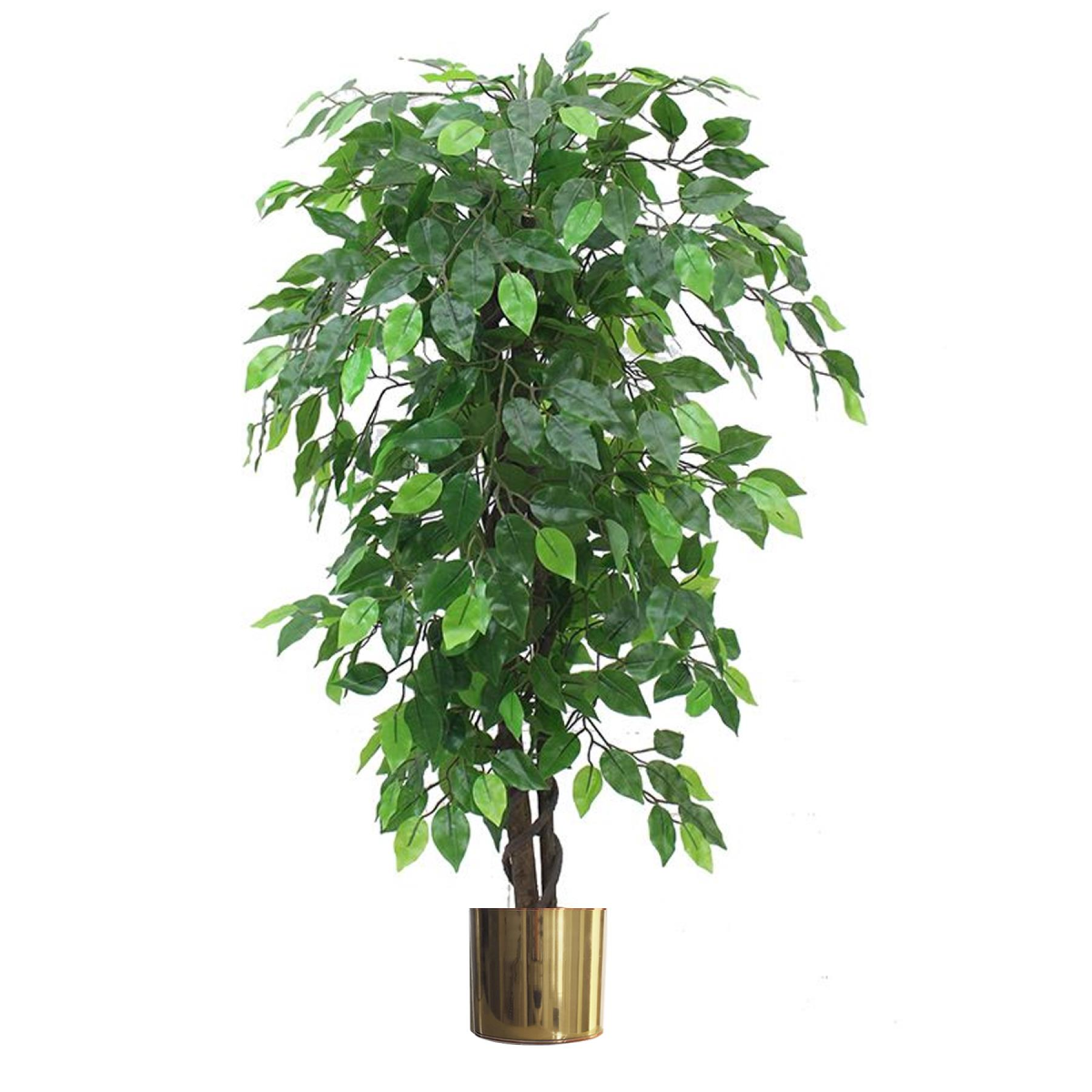 120cm Artificial Ficus Tree / Plant with Gold Metal Planter