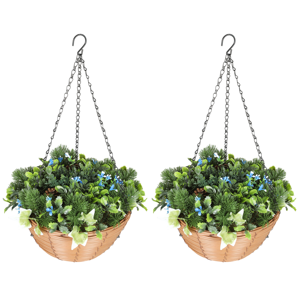 HOMCOM Artificial Flowers in Basket Set of 2