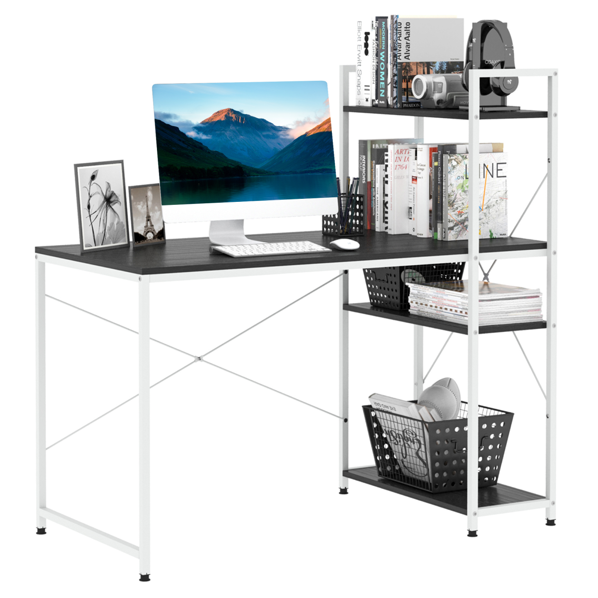 Computer Workstation Metal Frame - White/Black