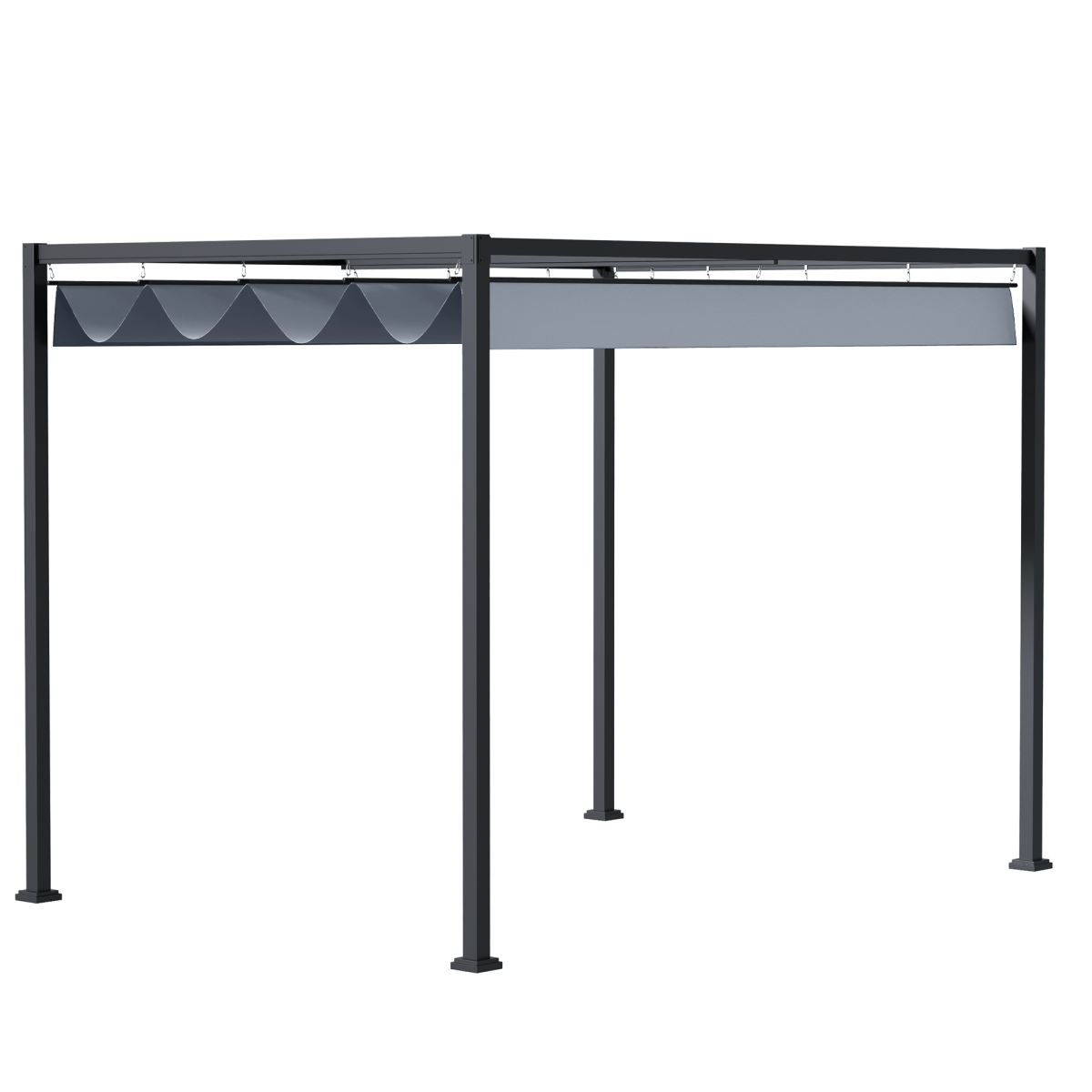 4 x 3m Metal Pergola Gazebo Patio Sun Shelter Retractable Canopy Grey