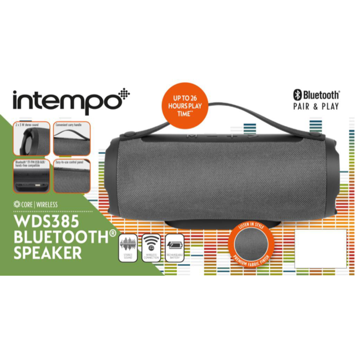 Intempo WDS385 Fabric Bluetooth Speaker - Black