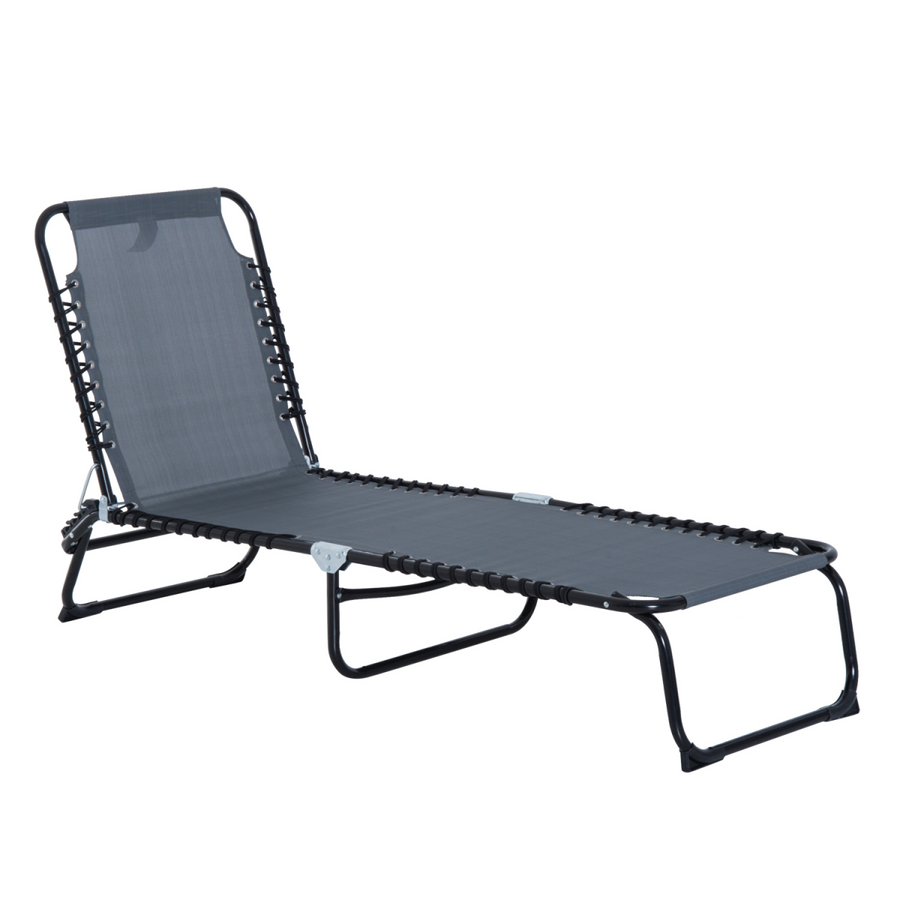Foldable Sun Lounger Reclining Seat Bed Garden Chair