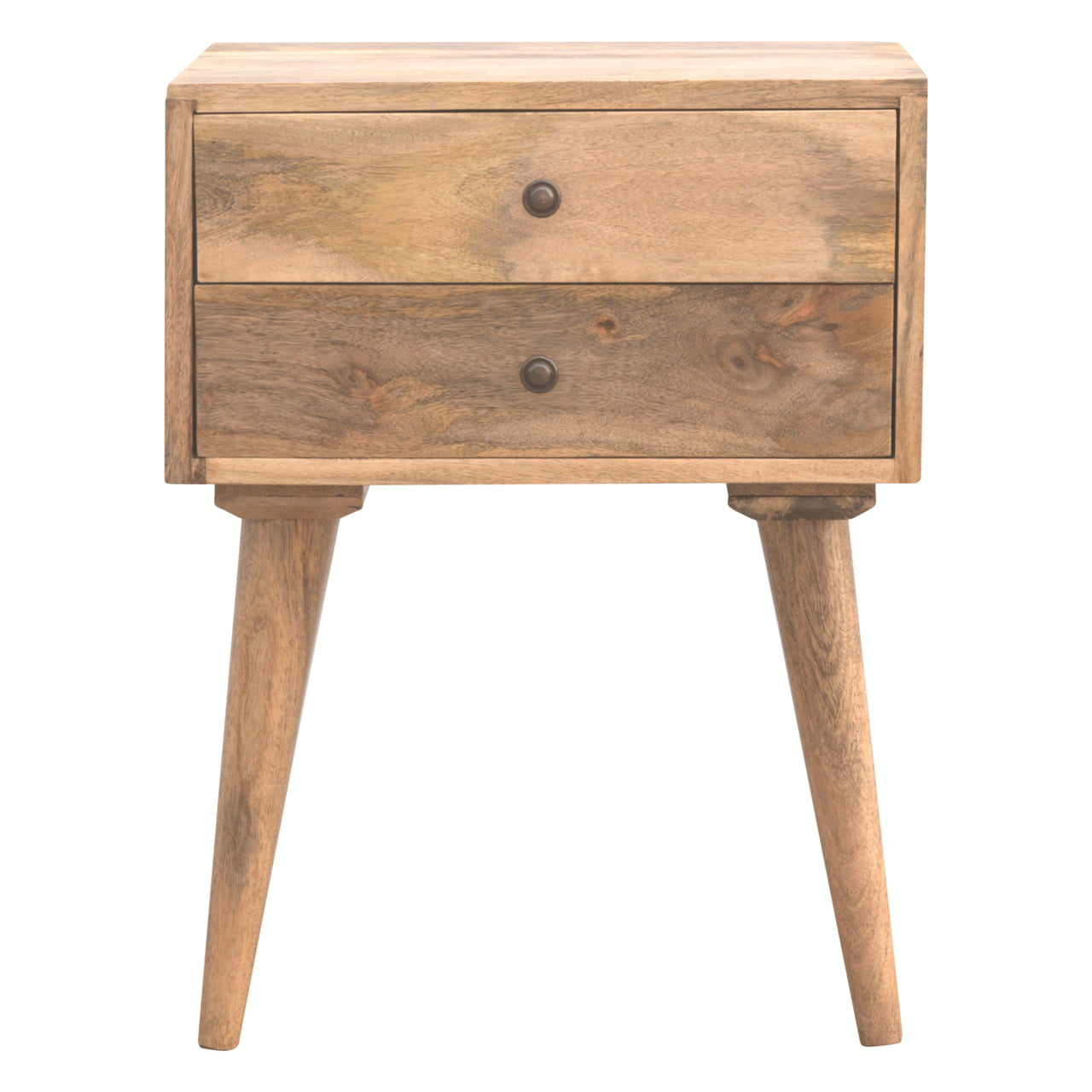 Artisan Furniture Solid Wood Modern Bedside Table, 2 Drawers, Beige