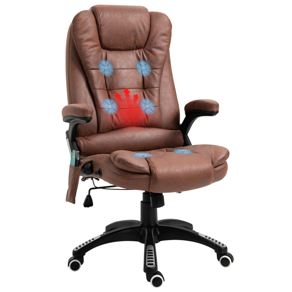 Executive Reclining Chair with Heating Massage Points and Relaxing Headrest, Brown