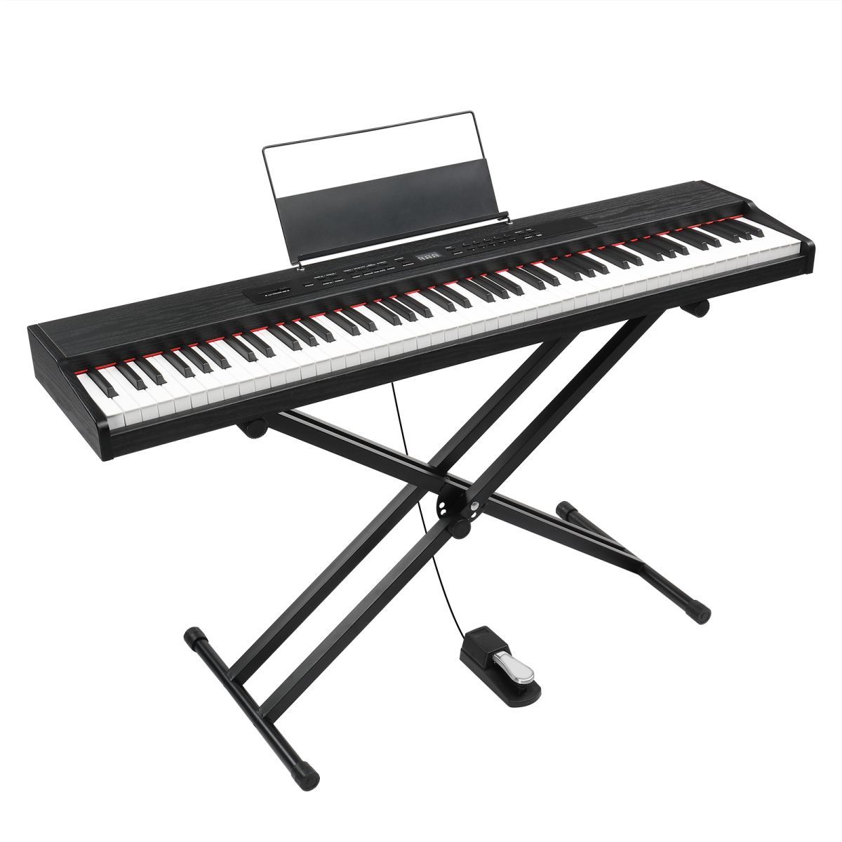 GPPD01-203 88 Key Semi-Weighted Digital Piano with Metal Stand, MIDI Bluetooth, Triple Pedals, Headphone and Accessories