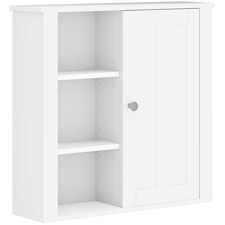HOMCOM Wall Mounted Bathroom Cabinet with Adjustable Shelves, White