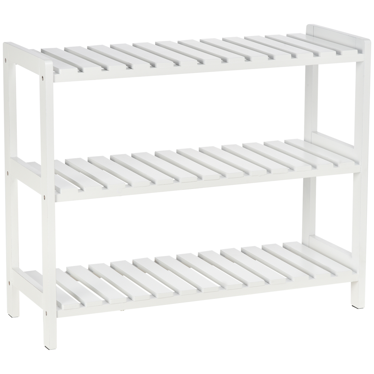 3-Tier Shoe Rack with Wood Frame, Open Storage, 57x70cm