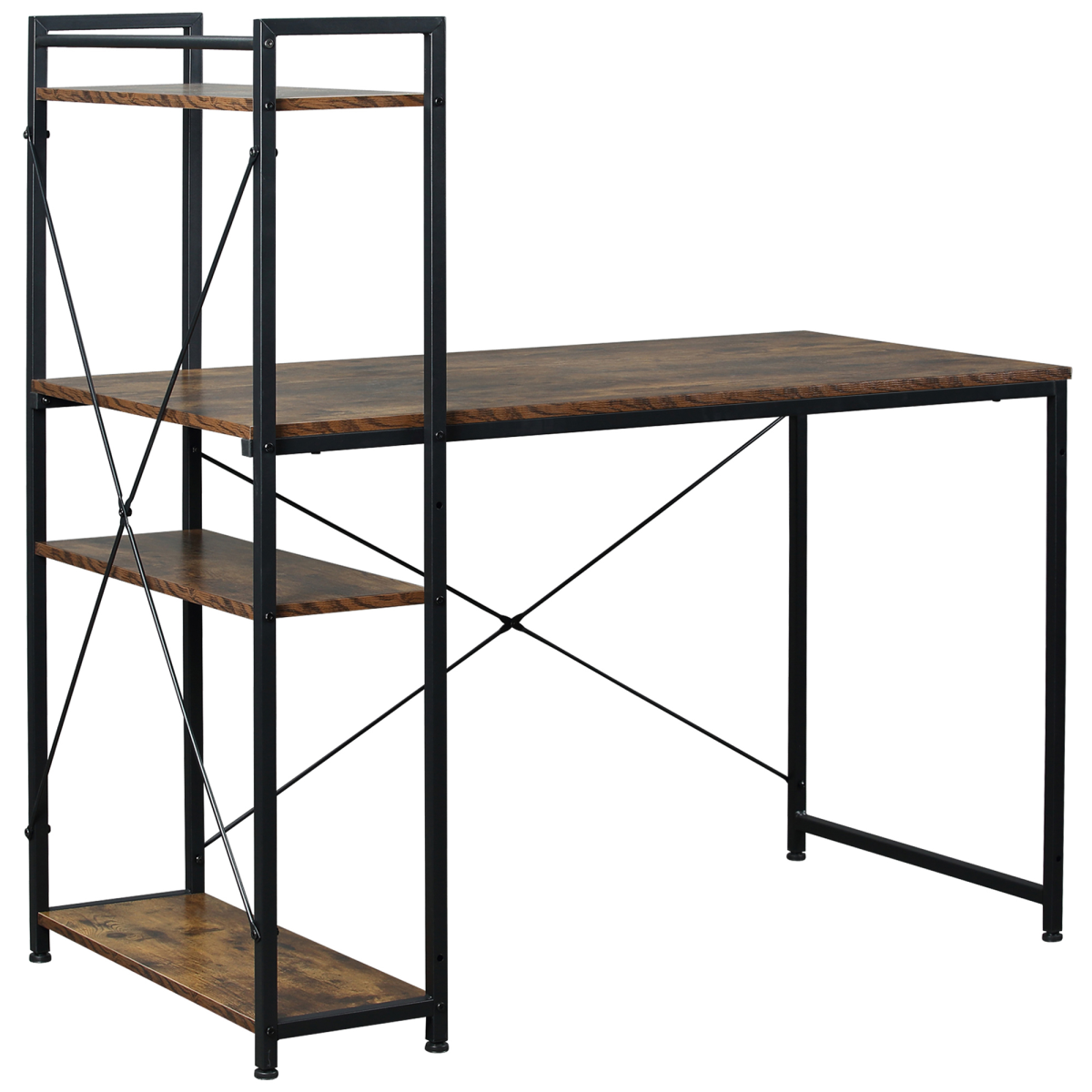 Computer Desk PC Table Study Workstation with 4-tier Bookshelf Storage