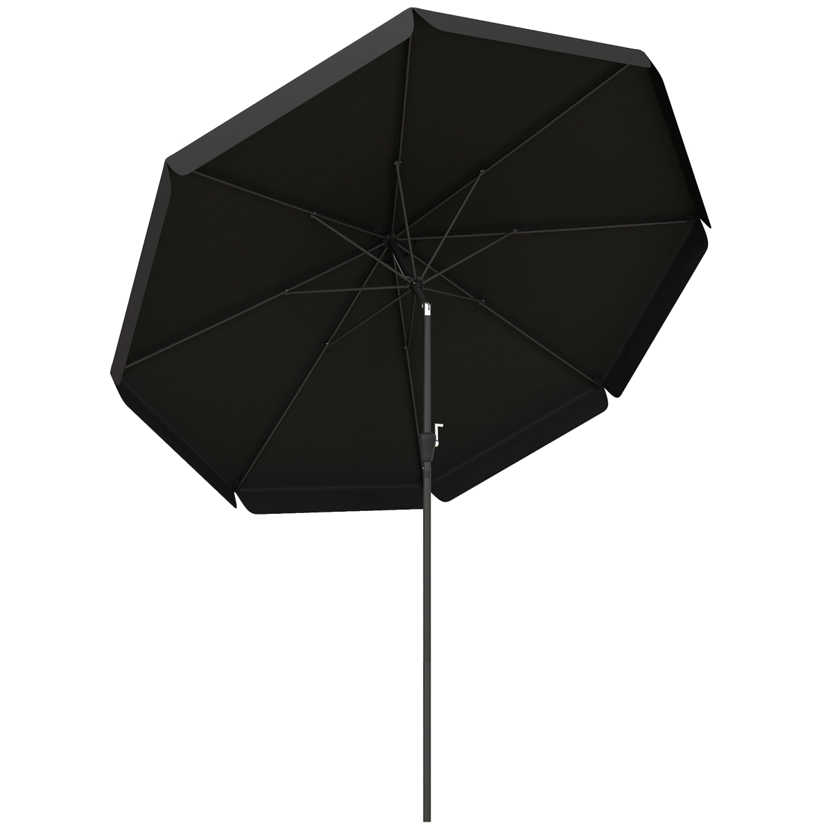 Outsunny 2.7m Patio Umbrella with Crank, Ruffles, 8 Ribs, Black