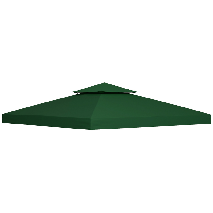 Outsunny 3m 2 Tier Garden Gazebo Top Cover Replacement Canopy Roof Dark Green