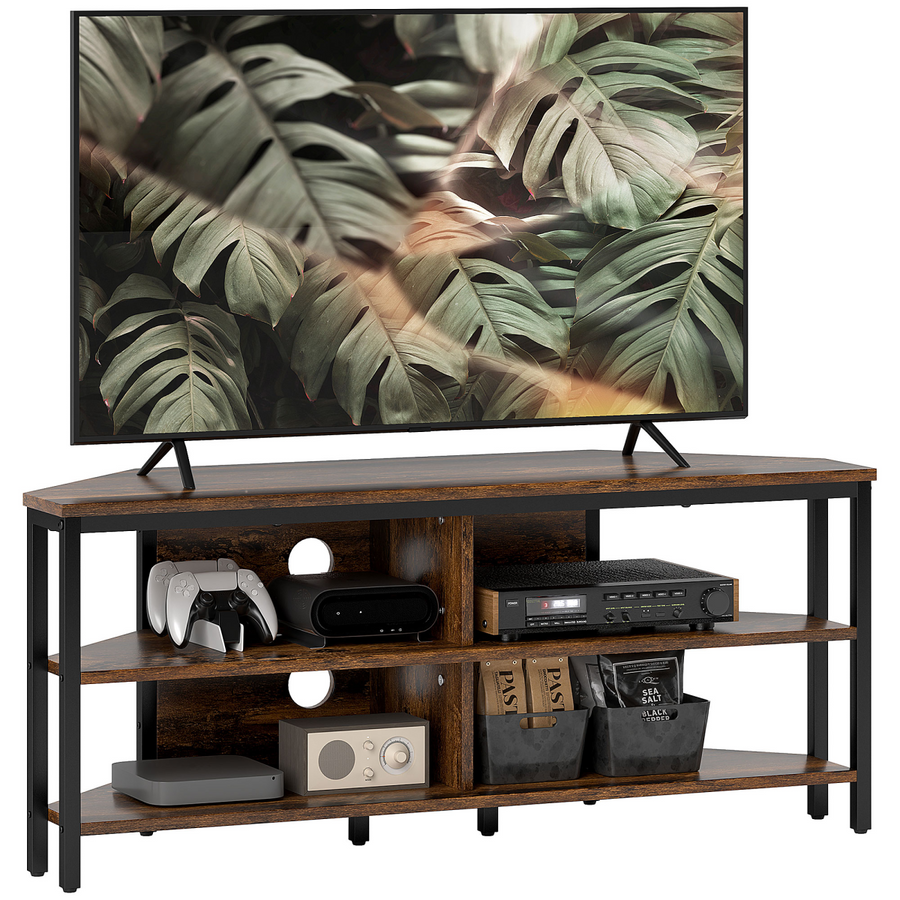 HOMCOM 50" TV Stand Cabinet with Storage Shelves, Rustic Brown