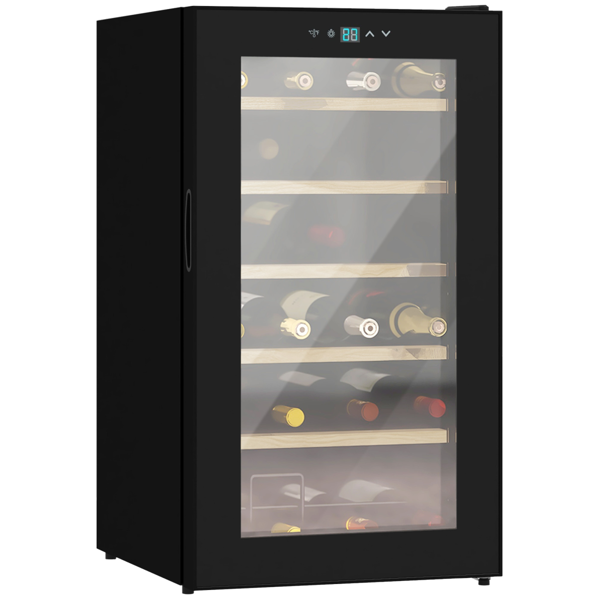 24 Bottle Wine Fridge with Glass Door, Digital Touch Screen Control and LED Light
