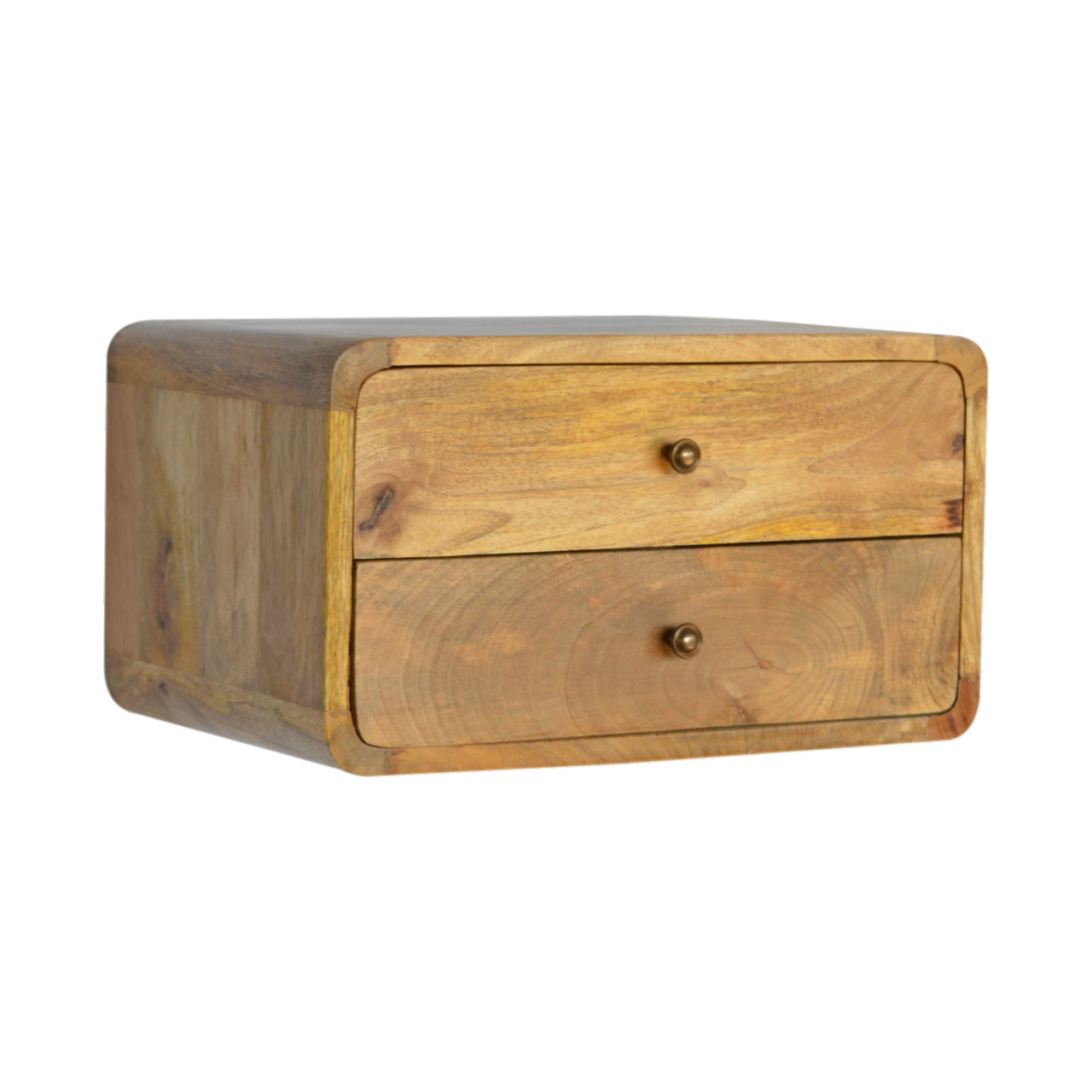Artisan Furniture Solid Wood Oak-ish 2 Drawer Floating Bedside, Brown