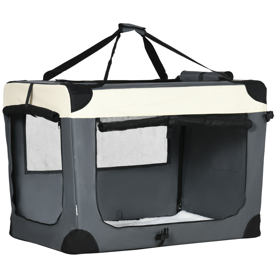 91cm Foldable Pet Carrier with Cushion, Grey