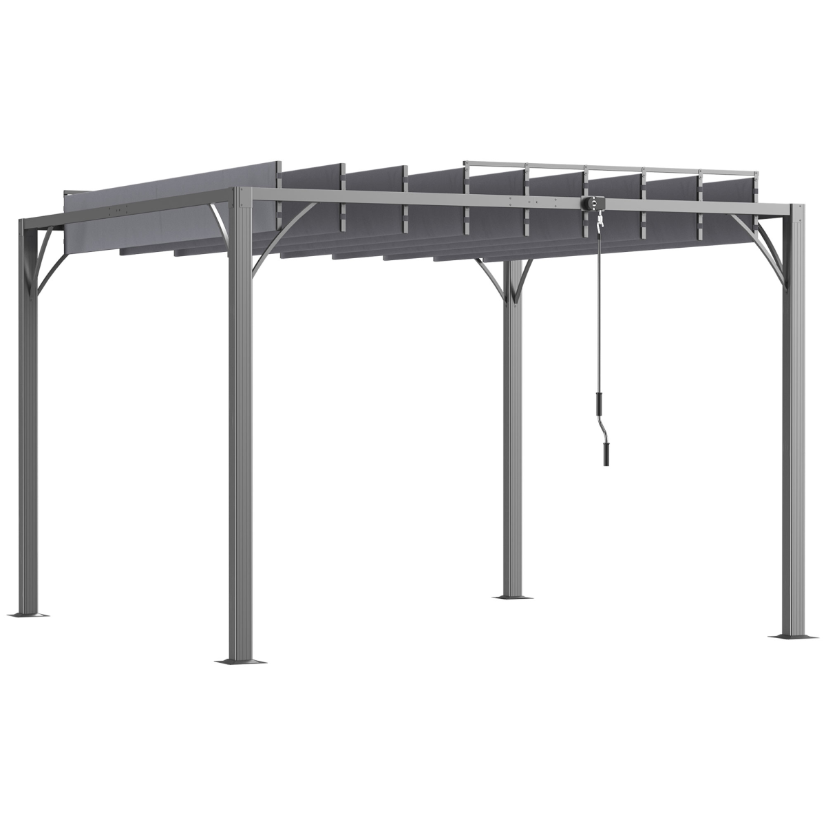 Outsunny 3 x 3m Outdoor Louvered Metal Pergola with Retractable Roof, Grey