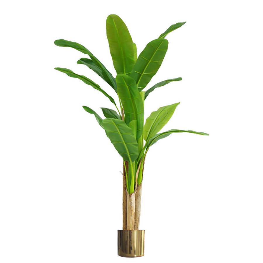 180cm Artificial Banana Tree with Gold Metal Planter